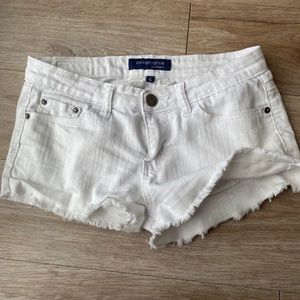White distressed shorts